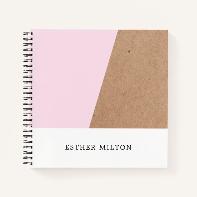 Carnet Moderne Elégant imprimé Rose Kraft géométrique (Devant)