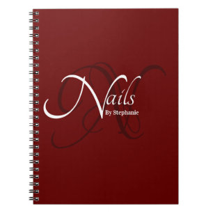 Carnet Moderne Élégant Monogramme Rouge Typographie Clou