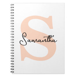 Carnet Moderne Elégant Personnalisé Monogramme rose initi