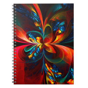 Carnet Moderne Floral Abstrait Art Orange Bleu Motif #14