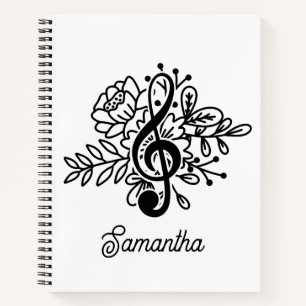 Carnet Moderne Floral Treble Clef Music Amateurs