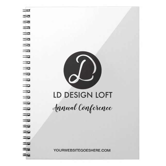 Carnet Moderne Grey Diagonal Personnalisé logo Conférence (Devant)