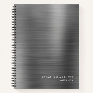 Carnet Moderne Métallique Simple Brossé Gris Argent