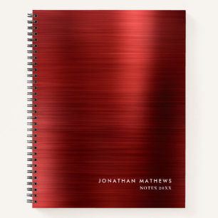Carnet Moderne Métallique Simple Rouge Brossé