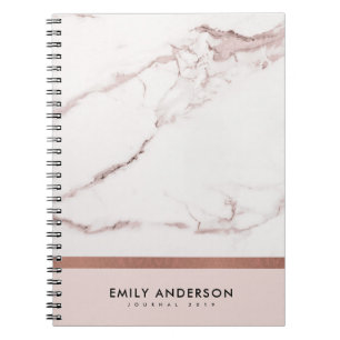 CARNET MODERNE MODERNE TEXTURE EN MARBRE D'OR ROSE ROSE R