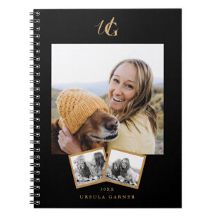 Carnet Moderne Monogramme Noir Or
