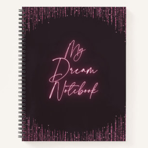 Carnet Moderne noir et rose Élégant Lumineuse Mon rêve
