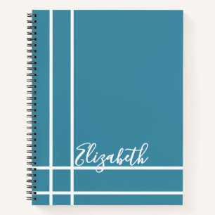 Carnet Moderne Ocean Blue Nom personnalisé Minimaliste