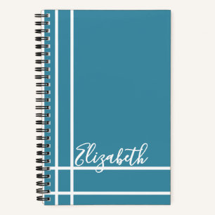 Carnet Moderne Ocean Blue Nom personnalisé Minimaliste