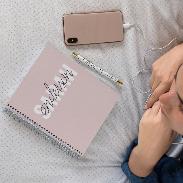 Carnet Moderne Pastel Rose Beauté Personnalisée Vous Nom (Créateur téléchargé)