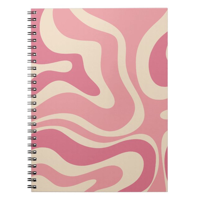 Carnet Moderne Retro Liquid Swirl Motif Abstrait rose (Devant)