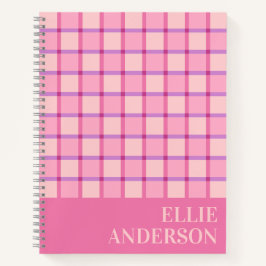 Carnet Moderne Rose Violet Personnalisé à carreaux
