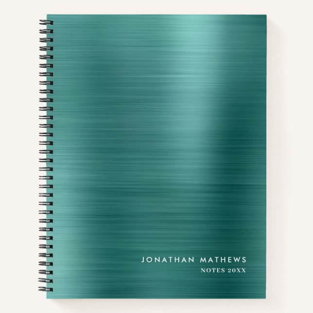 Carnet Moderne simple métal brossé Turquoise (Devant)