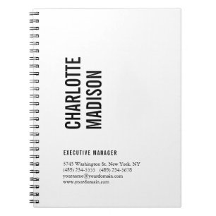 Carnet Moderne Simple Noir Blanc Tendance Minimaliste Uni