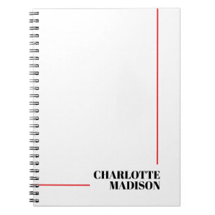 Carnet Moderne Simple Noir Blanc Tendance Minimaliste Uni