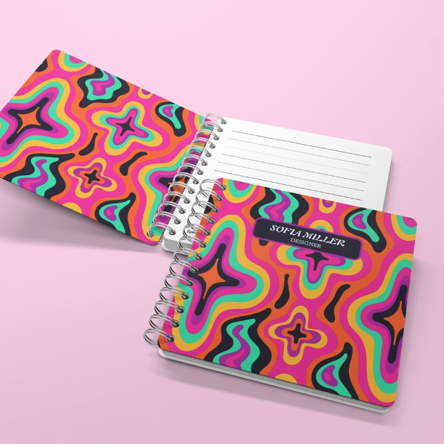 Carnet Moderne Super coloré Retro Rainbow Boho Abstrait (Créateur téléchargé)