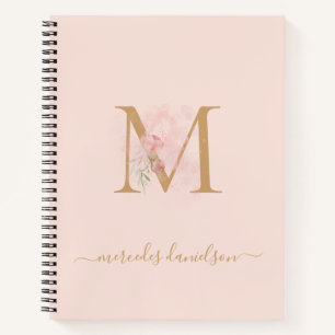 Carnet Moderne transparent rose rose rose floral Monogram