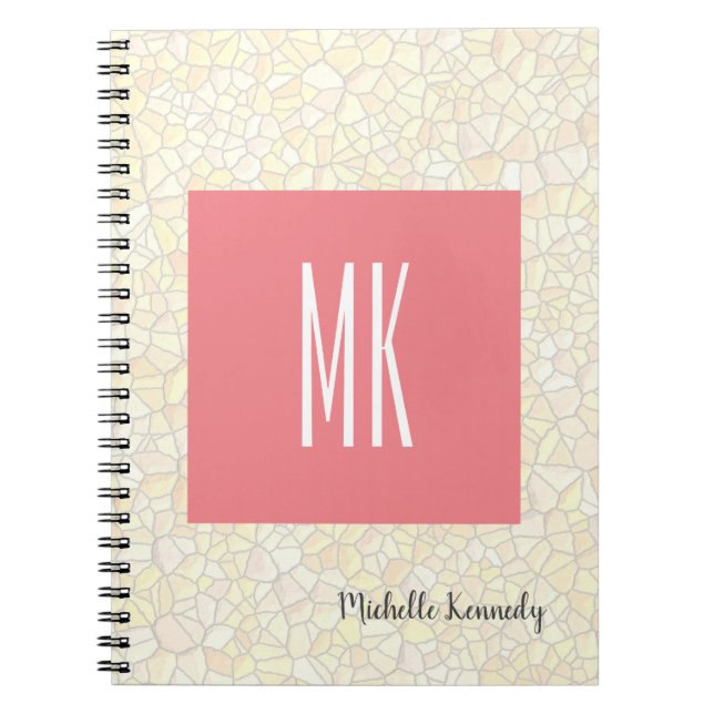 Carnet Moisaique moderne professionnelle monogrammée rose (Devant)