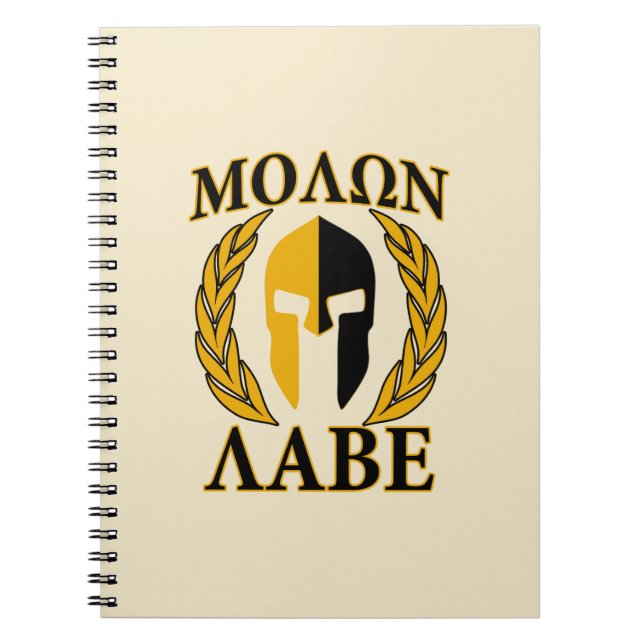Carnet Molon Labe Spartan Mask Laurels Décor Beige (Devant)
