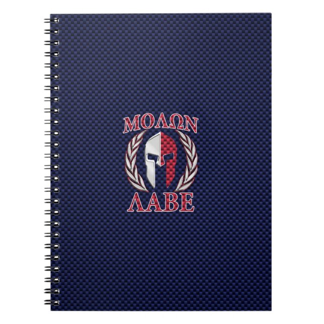 Carnet Molon Labe Spartan Warrior Style fibre de carbone (Devant)