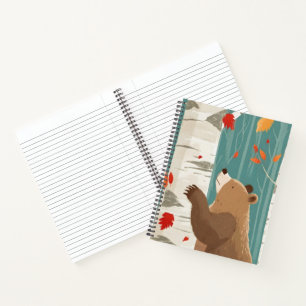 Carnet Moments d'automne douillets avec un ours de bois