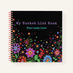 Carnet Mon Bucket List Flower Book Fun Floral coloré