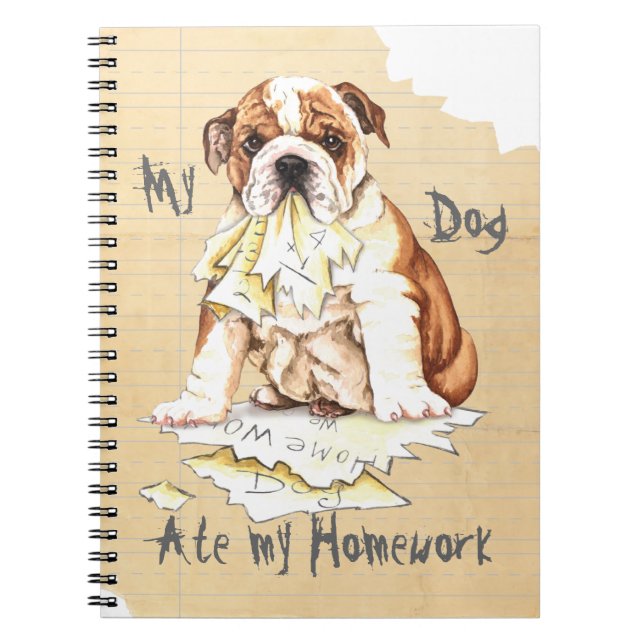 Carnet Mon Bulldog Mange Mes devoirs (Devant)