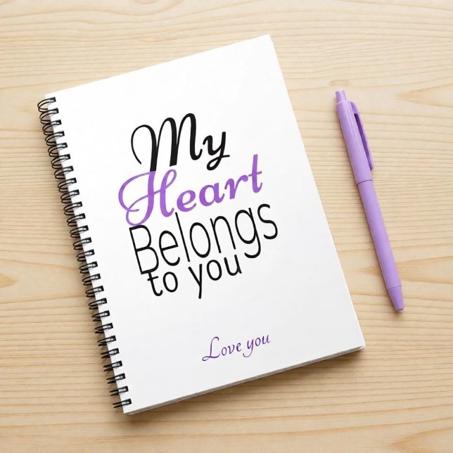 Carnet Mon cœur vous appartient Romantique Personnalisé (Créateur téléchargé)
