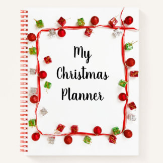 Carnet Mon planificateur de Noël moderne rouge et blanc