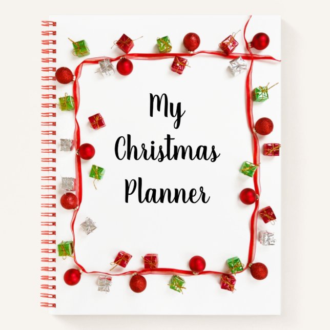 Carnet Mon planificateur de Noël moderne rouge et blanc (Devant)