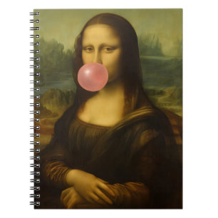 Carnet Mona Lisa soufflant de bulle rose