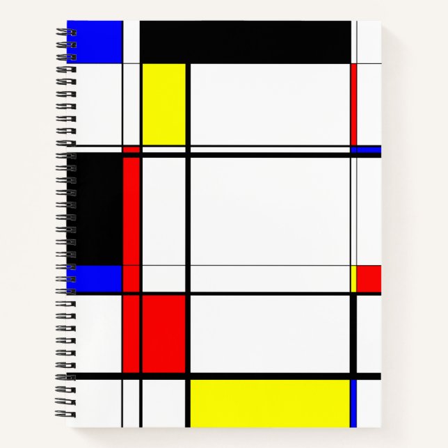 Carnet Mondrian Inspiré moderne géométrique rouge bleu ja (Devant)