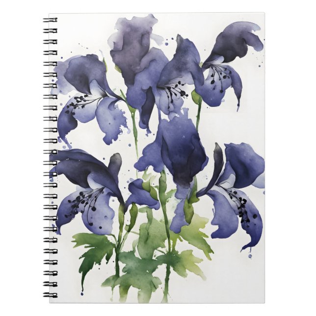 Carnet Monkshood - Watercolor flowers (Devant)