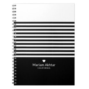 Carnet Monogram Black Stripes tendance chic Script modern