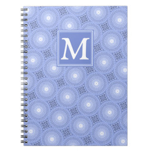 Carnet Monogram blue circles pattern