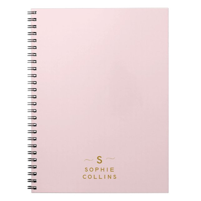 Carnet Monogram Blush Pink Gold Minimalist Nom élégant (Devant)