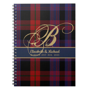 Carnet Monogram BROWN Tartan Blue Red Newlyweds Wedding