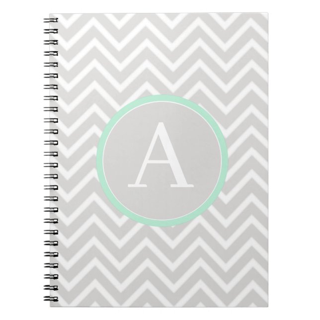 Carnet Monogram Chevron Vert Mint (Devant)