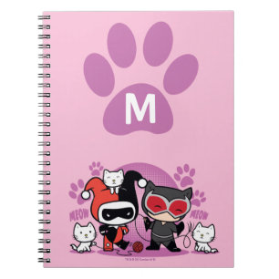 Carnet Monogram Chibi Harley Quinn & Catwoman Avec Chats