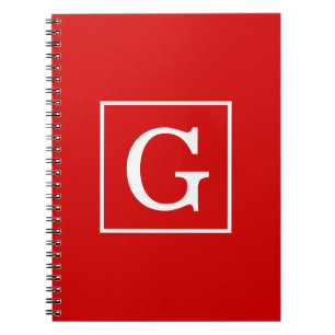 Carnet Monogram initial de Red White Framed