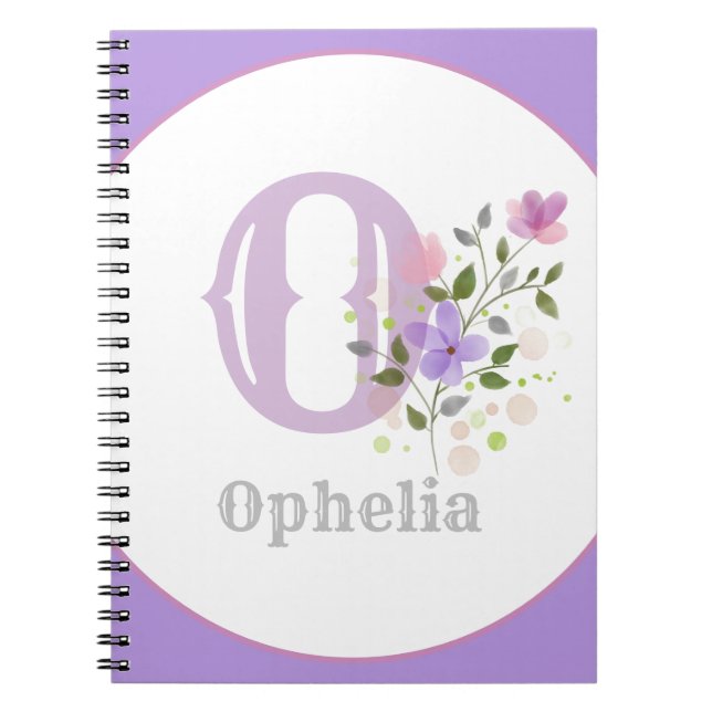 Carnet Monogram & Nom with Flowers (Devant)