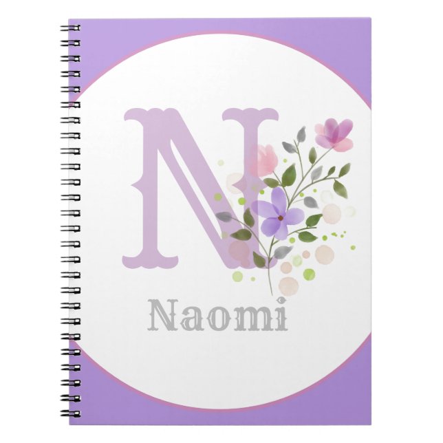 Carnet Monogram & Nom with Flowers (Devant)