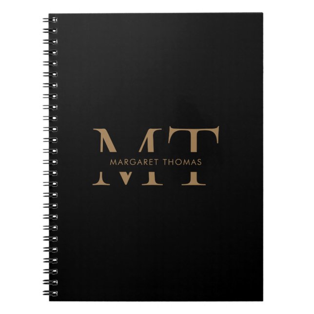 Carnet Monogram Or Simple Noir  (Devant)