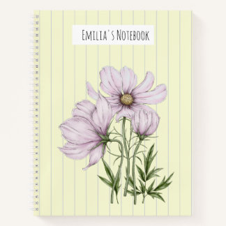 Carnet Monogram pretty pastel retro 50s Purple floral