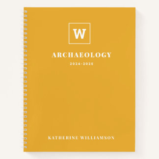 Carnet Monogram School Sujet Étudiant Jaune Nom personnal