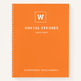 Carnet Monogram School Sujet Étudiant Orange Nom personna