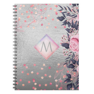 Carnet Monogram Silver Navy Rosegold Girly Newlyweds Cade