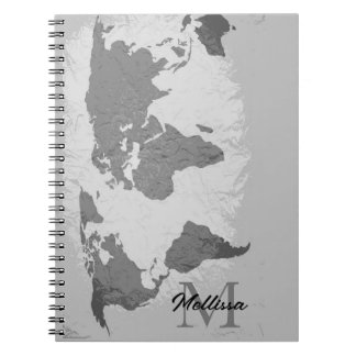Carnet Monogram World Map Traveler Name Gift Favor