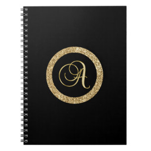 Carnet Monogramme A, élégante écriture dorée