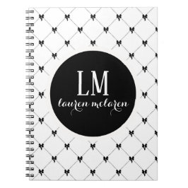 Carnet Monogramme à l'arc blanc & noir